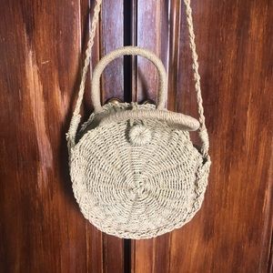 Women straw circle purse hand bag